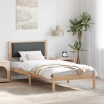 vidaXL Cadre de lit avec tête de lit Gris foncé 90 x 190 cm Pin massif