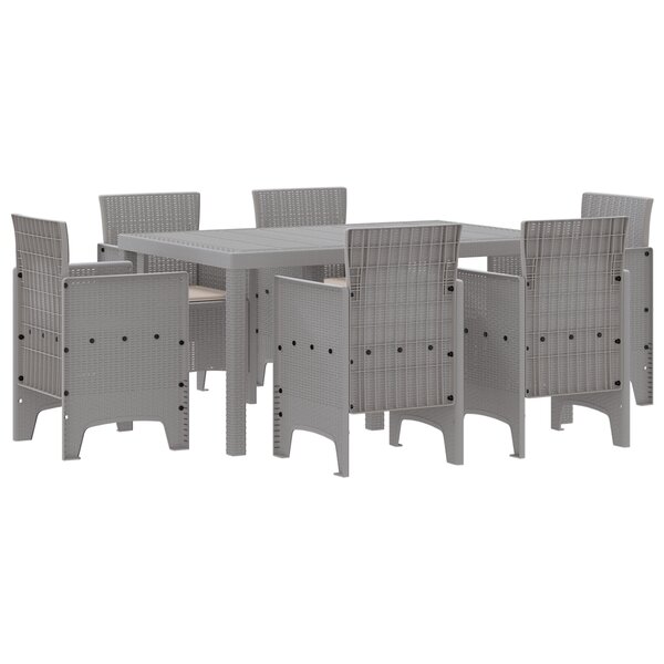 vidaXL Ensemble de Salle à Manger de Jardin de 7 Pièces avec Coussins en Poly Rattan Gris Clair