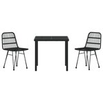 vidaXL Ensemble de salle à manger de jardin 3 pièces noir en poly rotin