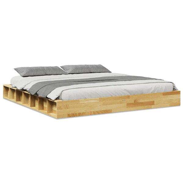 vidaXL Cadre de lit sans matelas 200 x 200 cm en bois massif de chêne