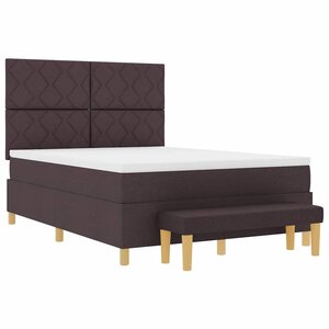 vidaXL Lit à ressorts avec matelas Marron foncé 140 x 190 cm tissu