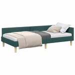 vidaXL Cadre de lit d'angle Vert foncé 90 x 200 cm tissu