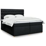 vidaXL Sommier à lattes de lit avec matelas Noir 200x200 cm Tissu