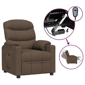 vidaXL Fauteuil inclinable électrique Marron Tissu