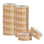 Pack and Move - Lot 12 rouleaux ruban adhésif kraft "Fragile" pour emballage et déménagement - 50 m - Qualité Premium