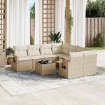 vidaXL Salon de jardin avec coussins 9 Pièces beige résine tressée