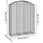 vidaXL Panier de gabions arqué 150x50x180/200 cm Fer galvanisé