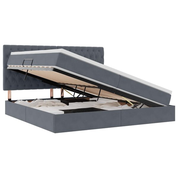 vidaXL Lit avec rangement et matelas Gris foncé 200 x 200 cm Velours