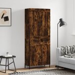 vidaXL Buffet haut Chêne fumé 69 5x34x180 cm Bois d'ingénierie