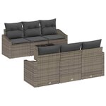 vidaXL Ensemble de Canapés avec coussin 7 Pièces Gris polyrotin