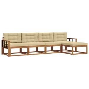vidaXL Ensemble de canapés d'extérieur 5 pc Naturel et Beige