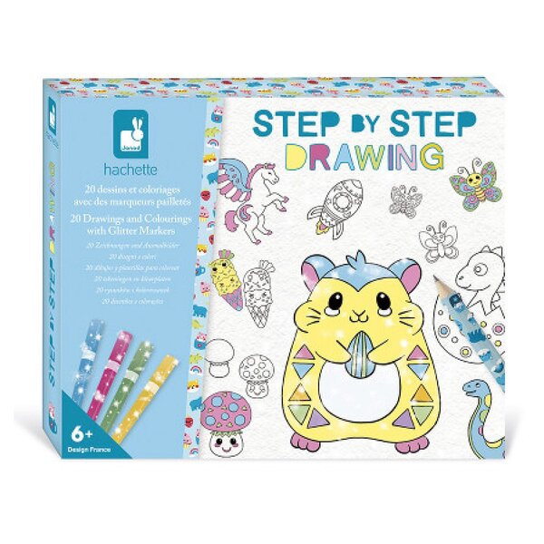 Step by step drawing - 20 coloriages avec feutres pailletes