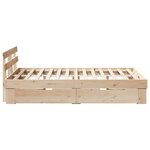 vidaXL Cadre de lit avec tiroir Marron 140 x 190 cm Bois massif en pin