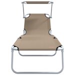 vidaXL Chaises longues pliantes 2 Pièces avec auvent en tissu Oxford 600D taupe