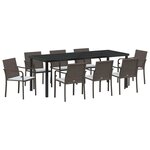 vidaXL Ensemble de salle à manger pour jardin 9 Pièces Marron et Noir