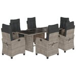 vidaXL Ensemble à manger de jardin et coussins 7 Pièces gris clair rotin