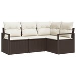 vidaXL Ensemble de Canapé de Jardin 4 Pièces avec Coussins Marron en Poly Rattan