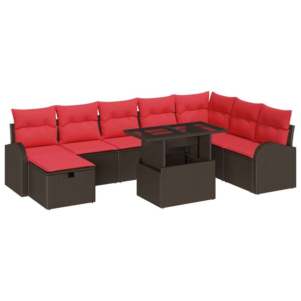 vidaXL Ensemble de canapé de jardin 9 Pièces Marron Poly rotin