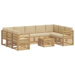 vidaXL Ensemble de canapés d'extérieur 10 pc Blanc et Beige Polyester