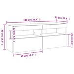 vidaXL Meuble TV mural avec lumières LED chêne sonoma 100x30x40 cm