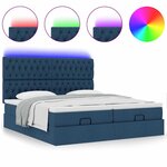 VidaXL Cadre de lit ottoman avec matelas bleu 180x200 cm tissu
