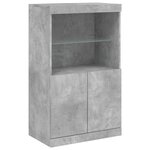 vidaXL Buffets avec lumières LED 3 Pièces gris béton bois d'ingénierie