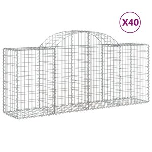 vidaXL Paniers à gabions arqués 40 Pièces 200x50x80/100 cm Fer galvanisé