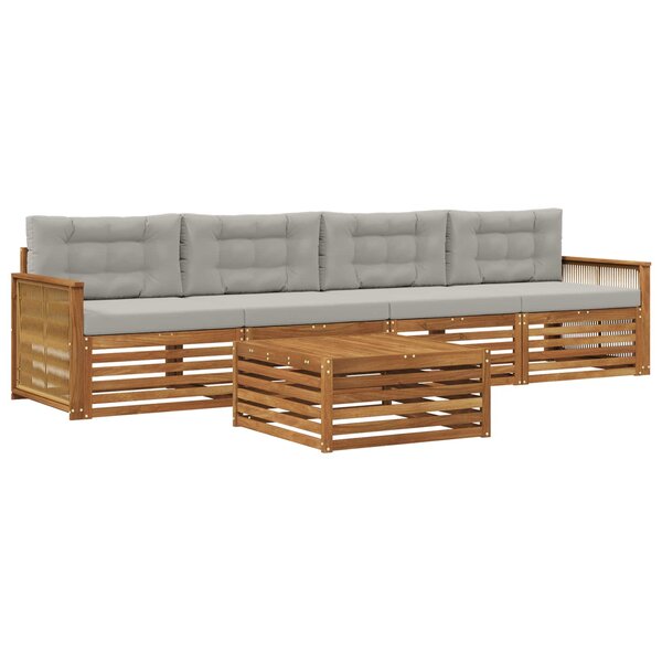vidaXL Ensemble de canapés d'extérieur 5 pc Naturel et gris clair