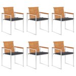 vidaXL Chaises de jardin lot de 6 avec coussins Bois d'acacia solide
