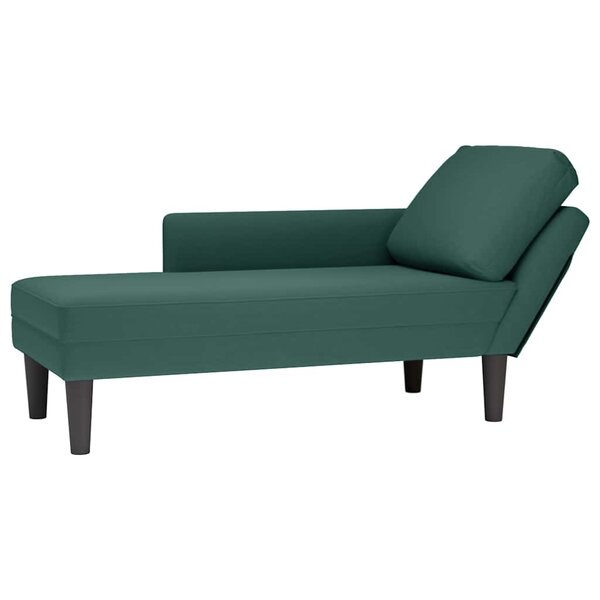 vidaXL Fauteuil long et coussin et accoudoir droit vert foncé velours