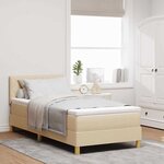 vidaXL Lit à ressorts avec Matelas & LED Crème 100x200 cm Tissu