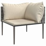 vidaXL Salon de jardin 3 Pièces avec coussins Gris Résine tressée