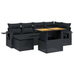 vidaXL Salon de jardin 7 Pièces avec coussins noir résine tressée