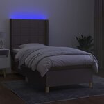vidaXL Sommier à lattes de lit matelas et LED Taupe 90x200 cm Tissu