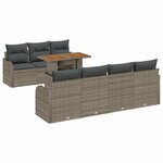 vidaXL Canapé de jardin 8 pièces avec coussins gris en poly rotin.