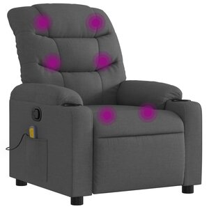 vidaXL Fauteuil inclinable de massage gris foncé tissu
