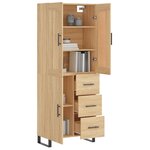 vidaXL Buffet haut Chêne sonoma 69 5x34x180 cm Bois d'ingénierie