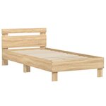vidaXL Cadre de lit tête de lit et lumières LED chêne sonoma 90x200 cm