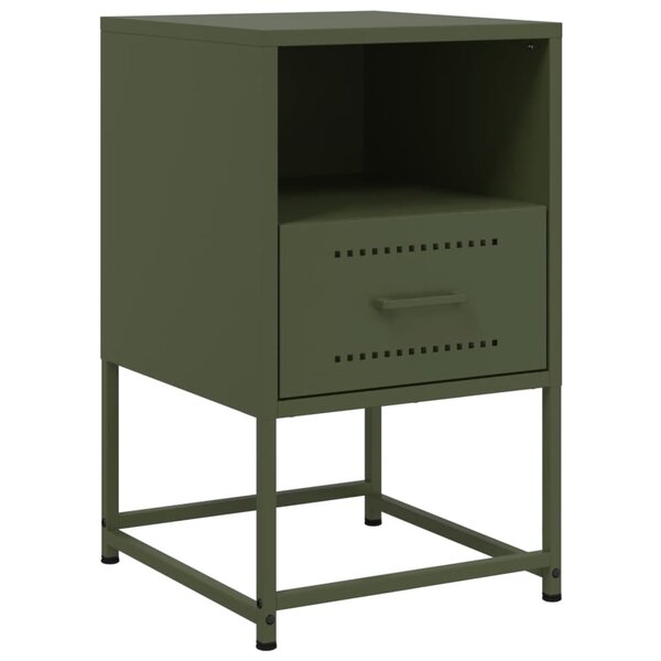 vidaXL Table de chevet vert olive 36x39x60 5 cm acier