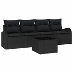 vidaXL Ensemble de canapé de jardin avec stockage 5 Pièces Noir polyrotin