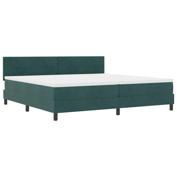 vidaXL Lit à ressort LED avec matelas Vert foncé 200 x 200 cm Velours