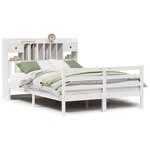 vidaXL Lit bibliothèque sans matelas blanc 160x200 cm bois pin massif