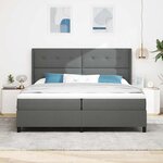 vidaXL Lit à ressorts avec matelas Gris foncé 200 x 200 cm tissu