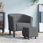 vidaXL Chaise cabriolet avec repose-pied gris foncé tissu