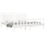vidaXL Cadre de lit avec tête de lit blanc 200x200 cm bois massif