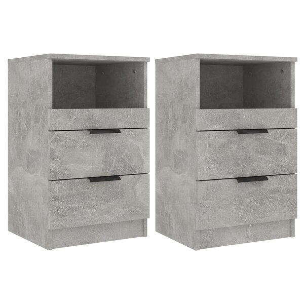 vidaXL Tables de chevet 2 Pièces Gris béton Bois d'ingénierie