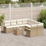 vidaXL Ensemble de canapé de jardin 9 Pièces Beige et crème polyrotin