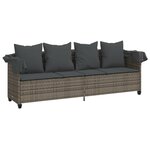 vidaXL Chaise longue avec auvent et coussins gris résine tressée