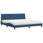 vidaXL Lit avec matelas bleu 200x200 cm tissu