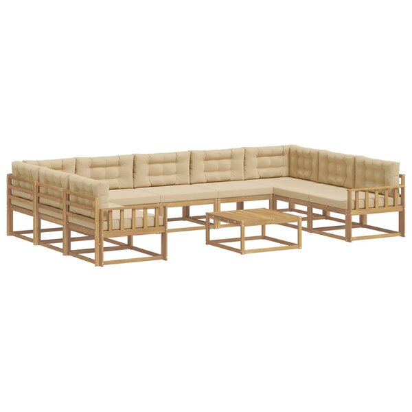 vidaXL Ensemble de canapés d'extérieur 10 Pièces Blanc et Beige